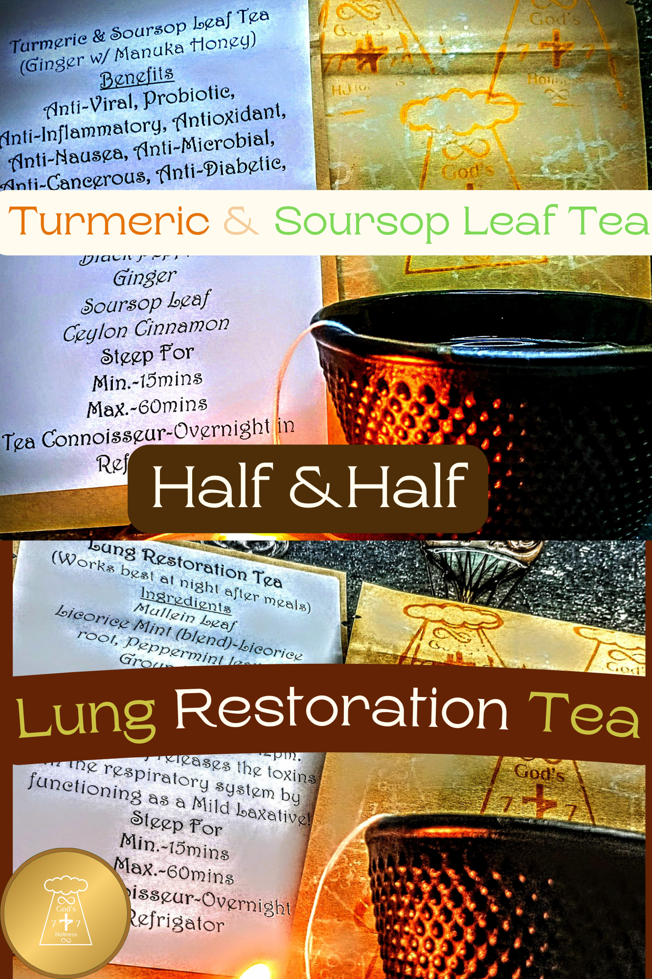 Half Turmeric & Soursop Leaf Tea/Half Lung Restoration Tea-(30 Servings)